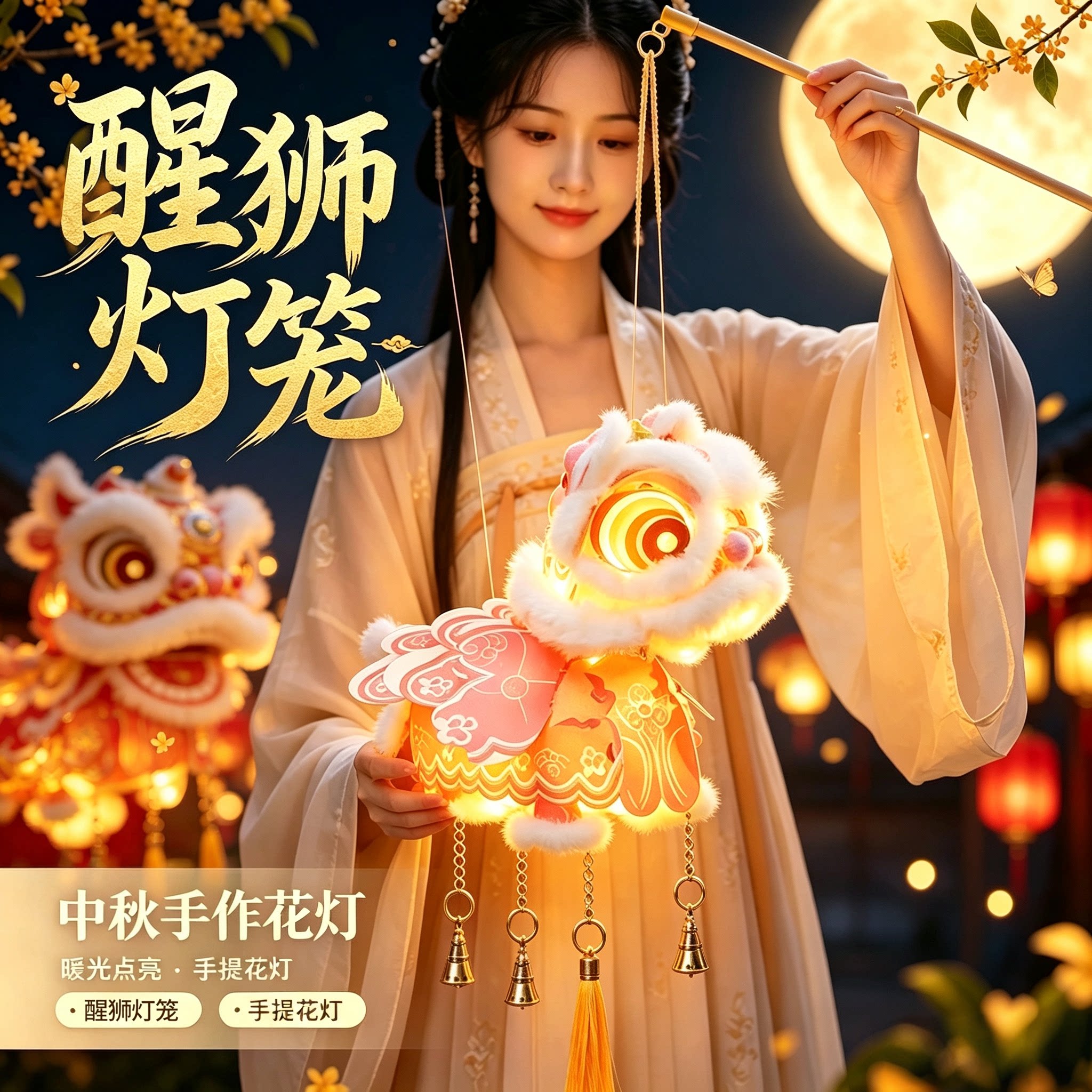 2026年新款中秋节醒狮灯笼手工diy材料包儿童手提花灯国风幼儿园8图片