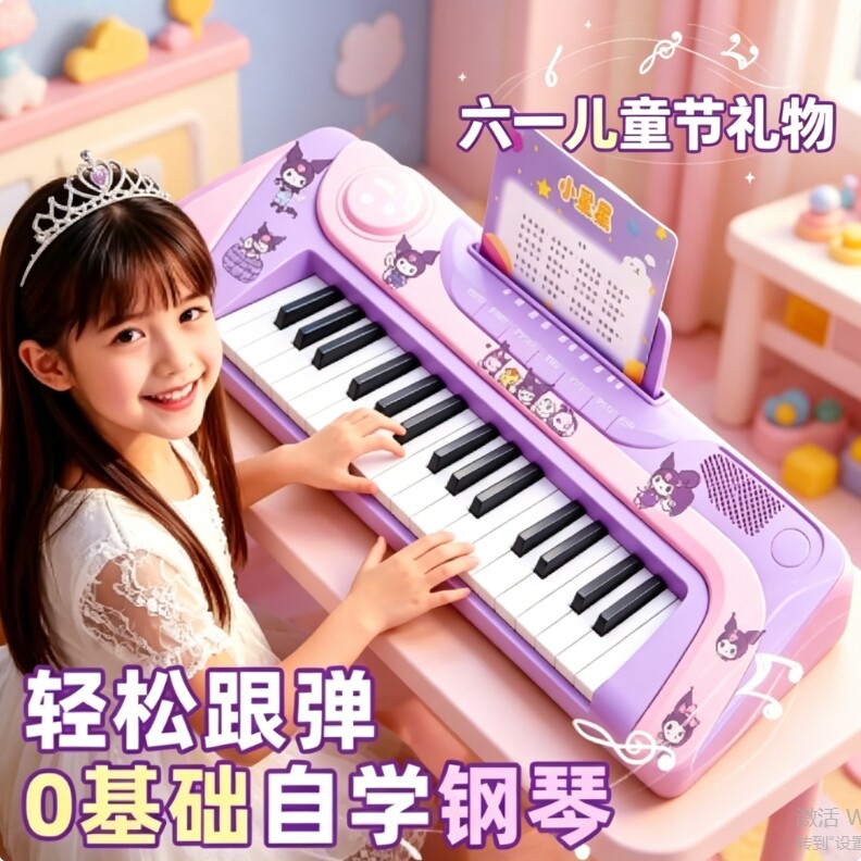 六一儿童节电子琴玩具初学者入门弹奏益智女孩玩具钢琴乐器礼物