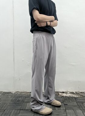 AUTICUP lulu同款夏季凉感冰皮弯刀宽松微喇直筒显瘦速干休闲裤潮