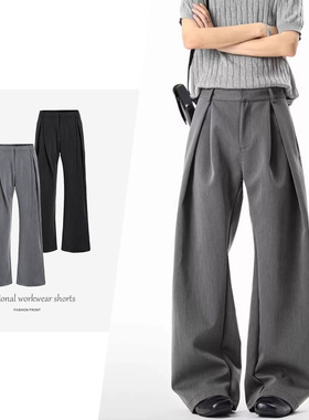 【CSMY】JIUL 【高配版本】立体A字廓形双层褶弯刀西裤宽松长裤