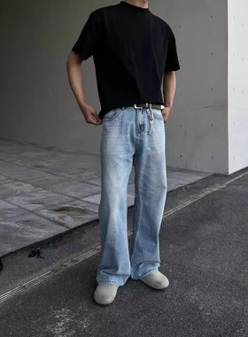 AUTICUP美式复古2021M蓝牛水洗微阔腿百搭vintage Cleanfit牛仔裤