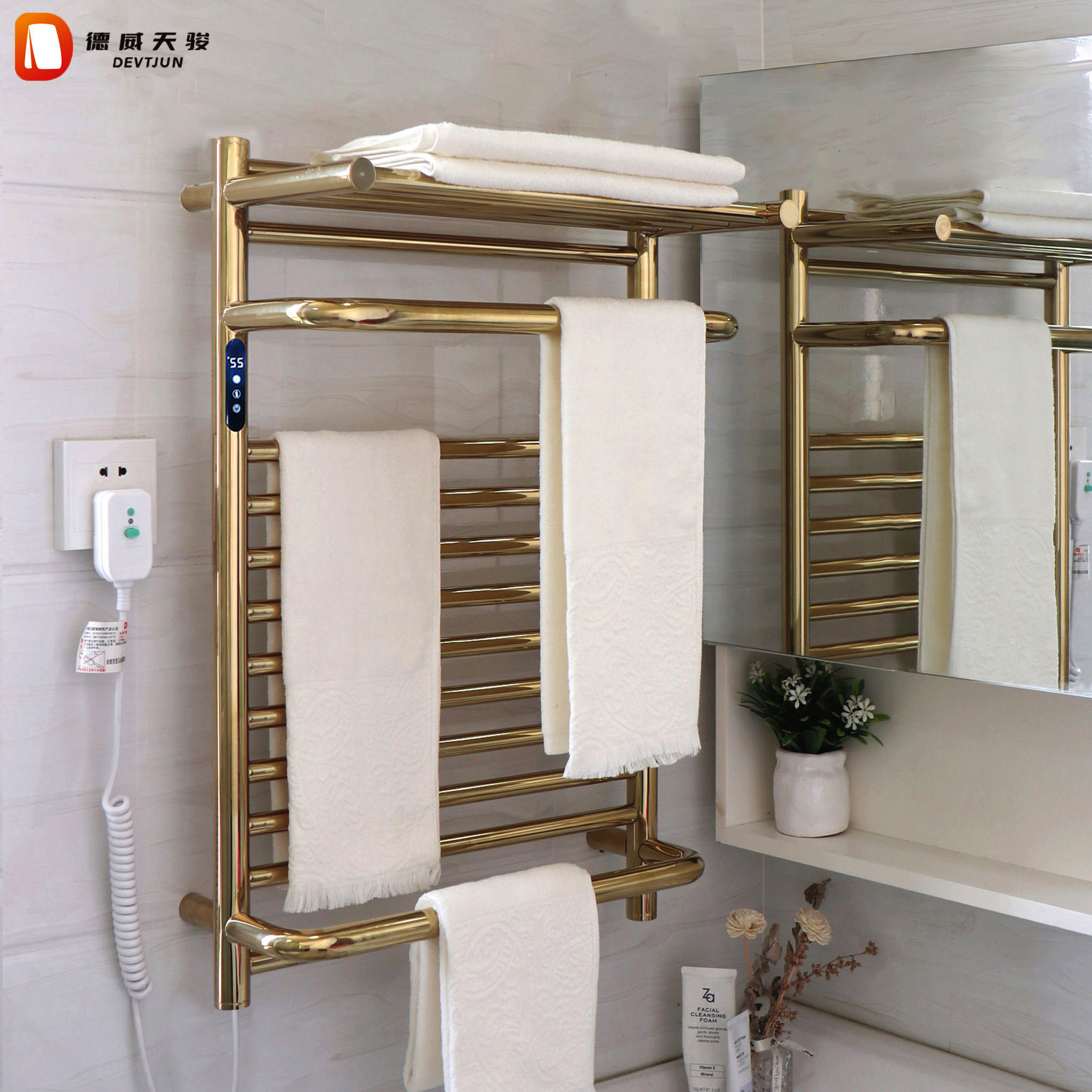 米家电热毛巾架浴巾卫生间家用烘干碳纤维加热发拉丝金色德威天骏,家装主材,智能毛巾架/浴巾架,淘宝优惠券,粉丝福利购,淘宝优惠卷