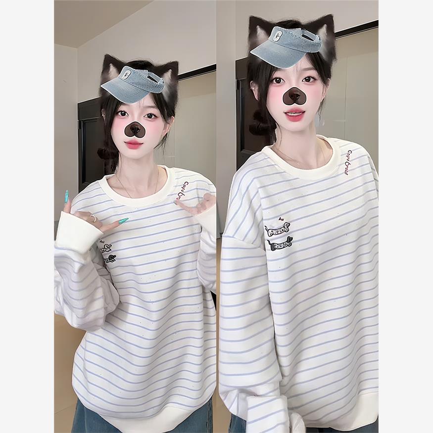 条纹小狗绣花船员领女运