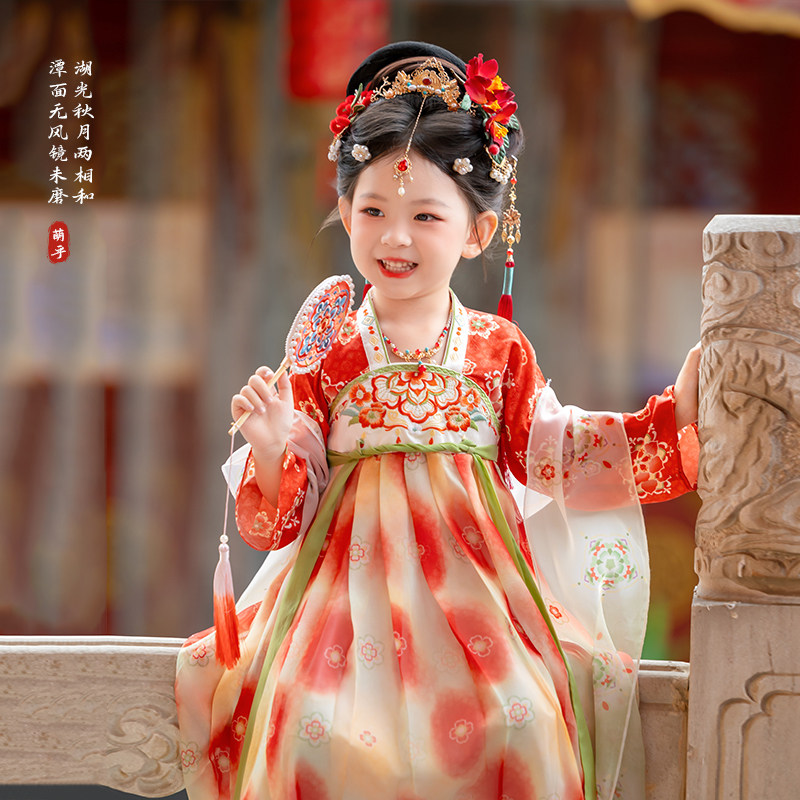 萌乎·三彩 汉服女童春秋新款超仙襦裙儿童新中式古装公主连衣裙图片