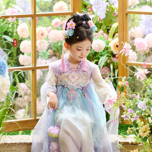萌乎女童汉服重工刺绣中秋新款