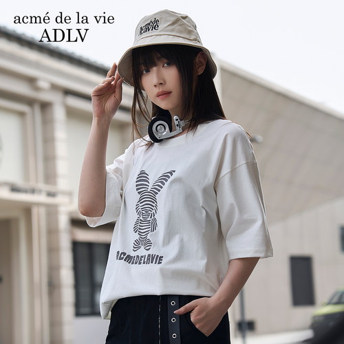 条纹兔印花短袖T恤纯棉男士夏季