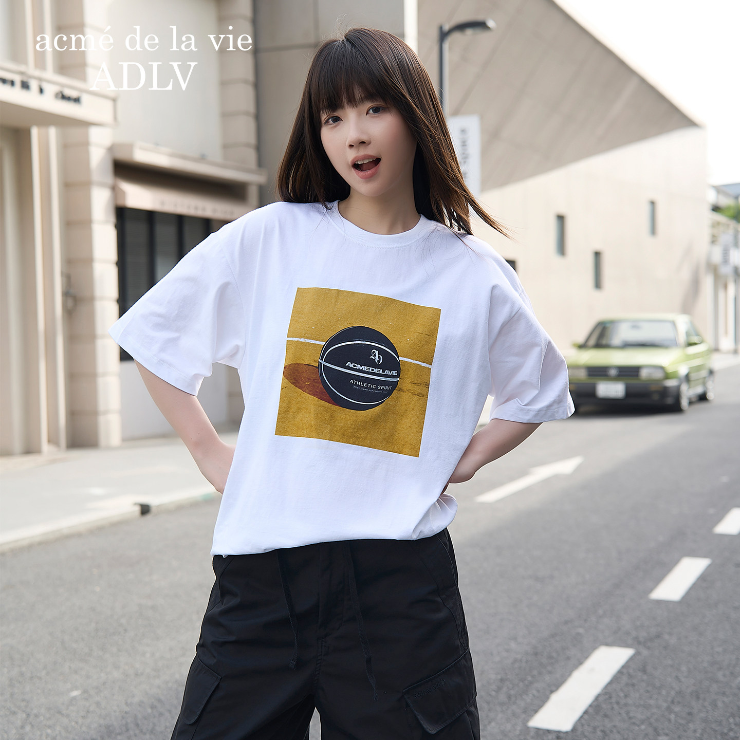 ADLV篮球衣风短袖T恤复古圆领体恤男女士2025春夏季新款宽松上衣