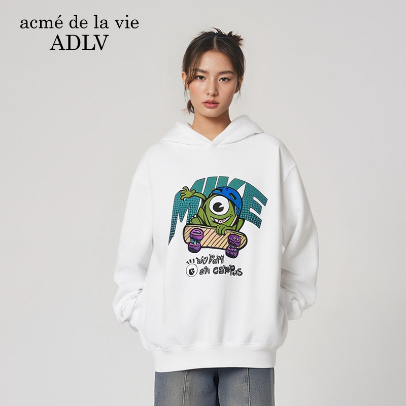 ADLV印花连帽卫衣重磅潮牌男士女款同款oversize休闲潮流卡通韩国