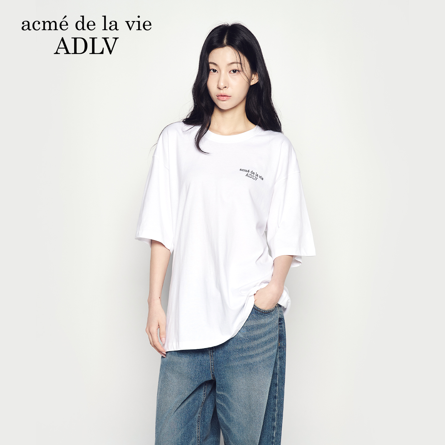 ADLV撞色边线LOGO基础款短袖T恤