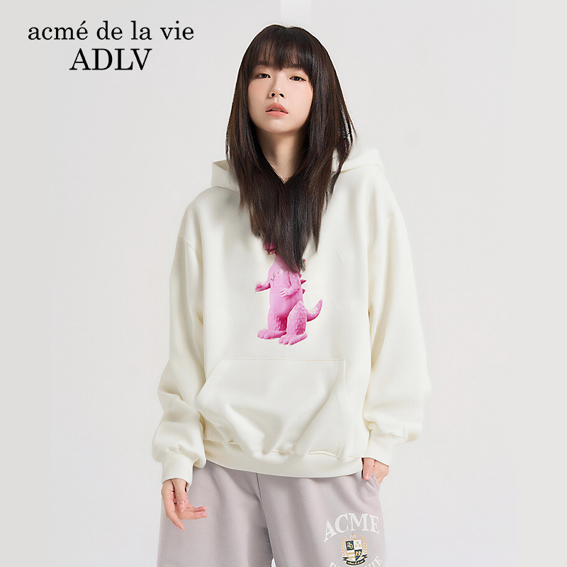ADLV艺术图案印花恐龙连帽卫衣