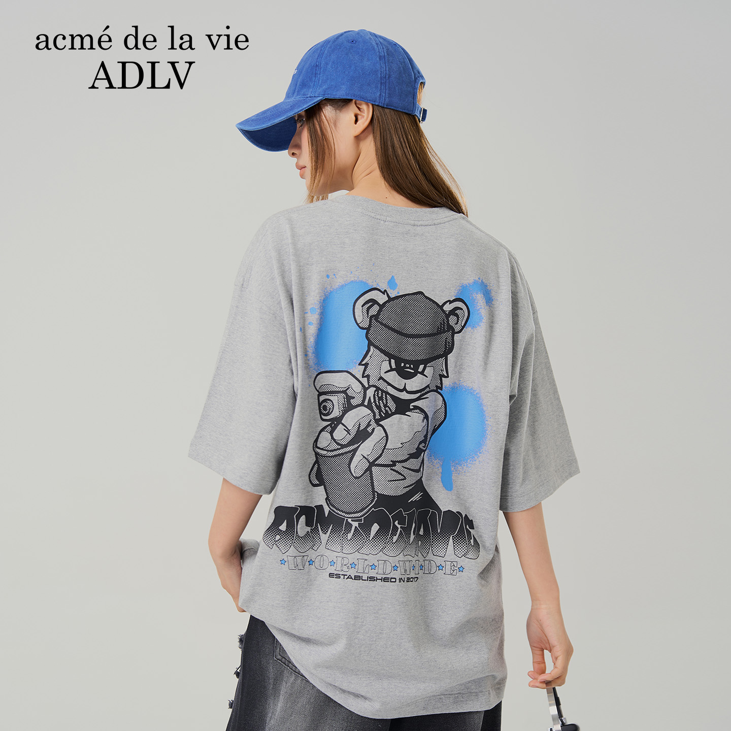 涂鸦AC熊涂料风短袖T恤