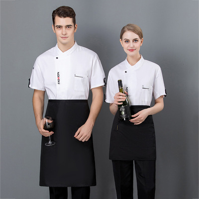 高档厨师服短袖夏季薄款透气定制餐饮酒店西餐厨师工作服大码男女