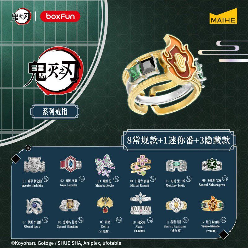 鬼灭之刃系列戒指潮玩动漫盲盒