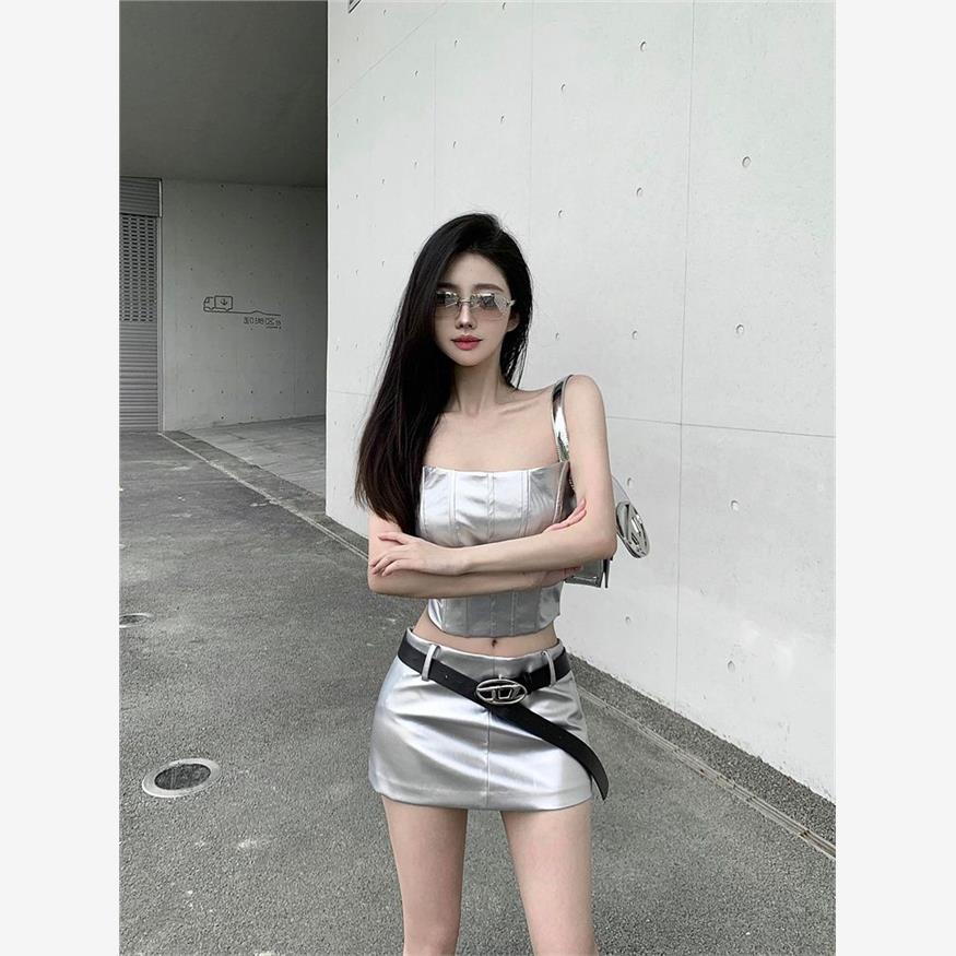 韩版辣妹纯欲风性感抹胸上衣夏季新款高级感气质包臀半身裙套装女