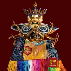 尊胜佛母藏传铜佛像泥金工艺佛衣
