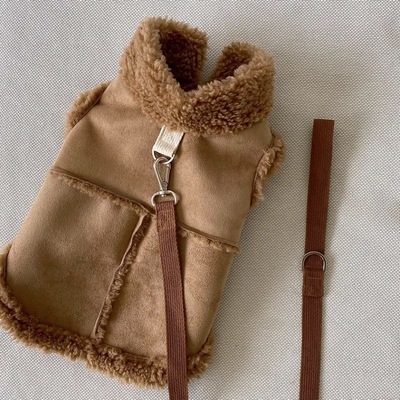 狗衣服带牵引扣猫咪秋季衣服狗狗衣服小型幼犬可牵引保暖马甲