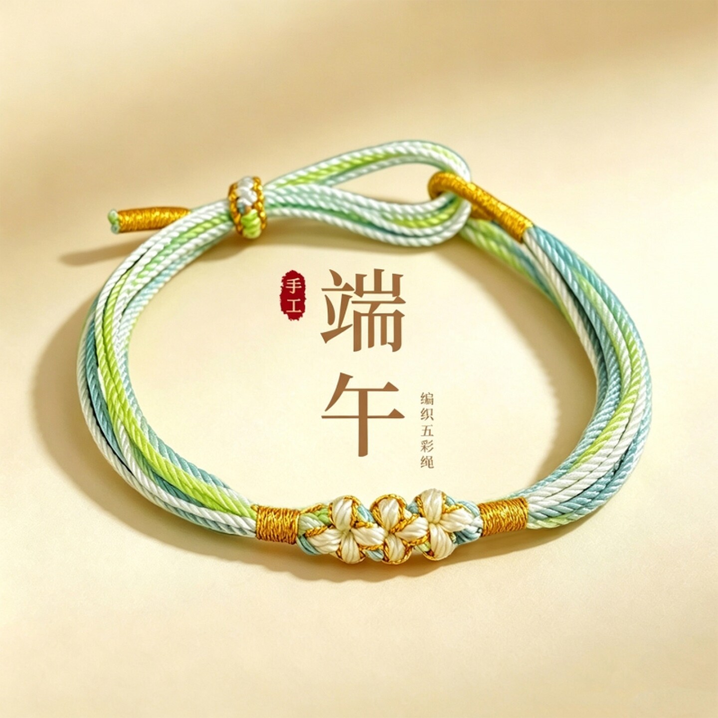 端午节小饰品五彩绳线手工编织桃花结手链手绳成人儿童手饰手串女