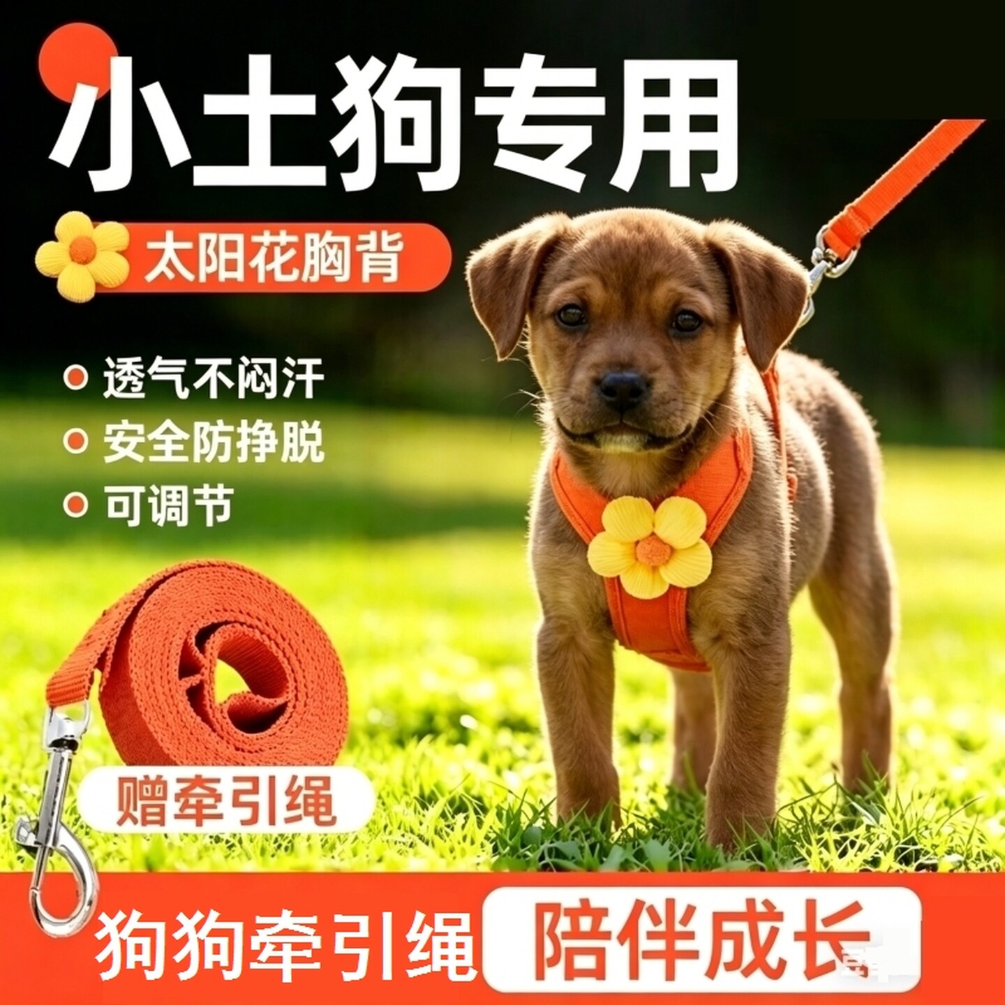 田园犬牵引绳中华田园犬胸背牵引绳马鞍背心式遛狗牵狗绳幼犬狗绳