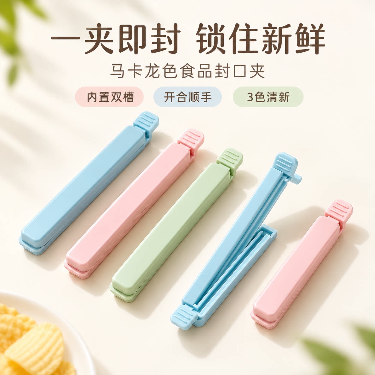 食品袋封口夹零食袋密封夹子防潮保鲜夹厨房家用塑料袋夹子马卡