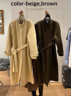 现～韩国东大门正品新款weare2025秋冬简约百搭羊毛羊驼毛大衣女