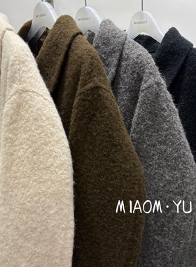 现～韩国正品新款woodsage百搭翻领中长款羊毛羊驼毛大衣外套女