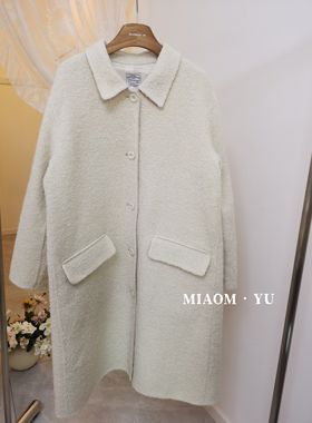 现～货韩国东大门冬woodsage简约中长款娃娃领羊毛羊驼毛大衣外套