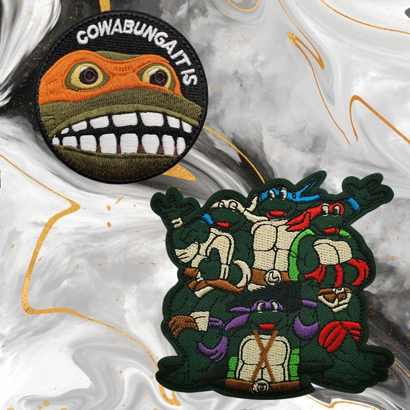 忍者神龟刺绣魔术贴徽章小乌龟动漫士气章军迷臂章战术背包贴布贴