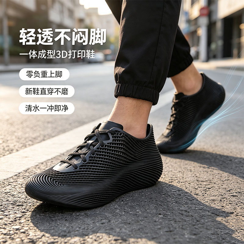 3D打印运动鞋久穿不累男女镂空透气一体休闲跑步鞋支撑性强成型