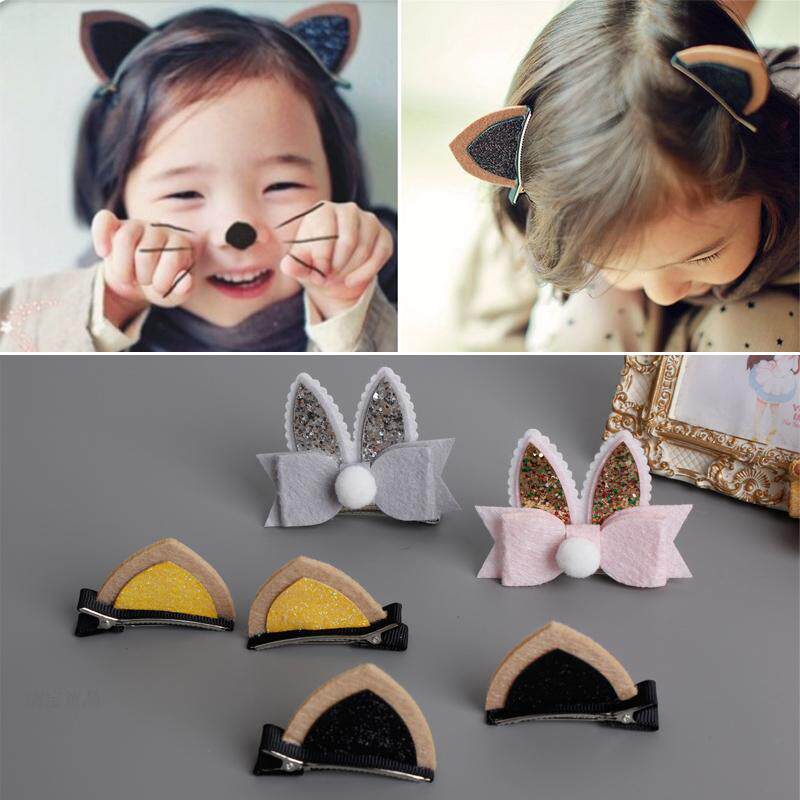 纯手工儿童发夹兔耳朵发卡子 小女孩碎发包布鸭嘴夹宝宝BB夹顶夹