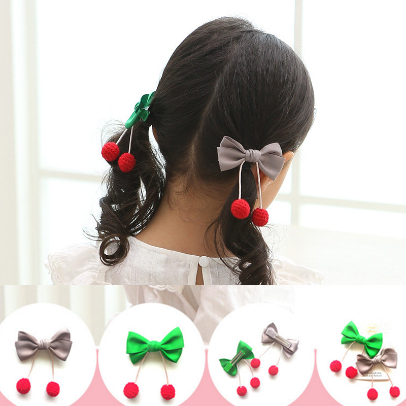 满15元包邮儿童发夹子小樱桃蝴蝶结发卡婴儿边夹顶夹女宝宝鸭嘴夹
