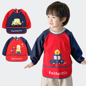 宝宝吃饭围兜罩衣防水防脏婴儿长袖 反穿衣幼儿园儿童围裙 饭兜薄款