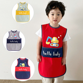 罩衣防脏护衣背心式 宝宝围兜加长薄款 婴儿吃饭衣防水儿童围裙无袖