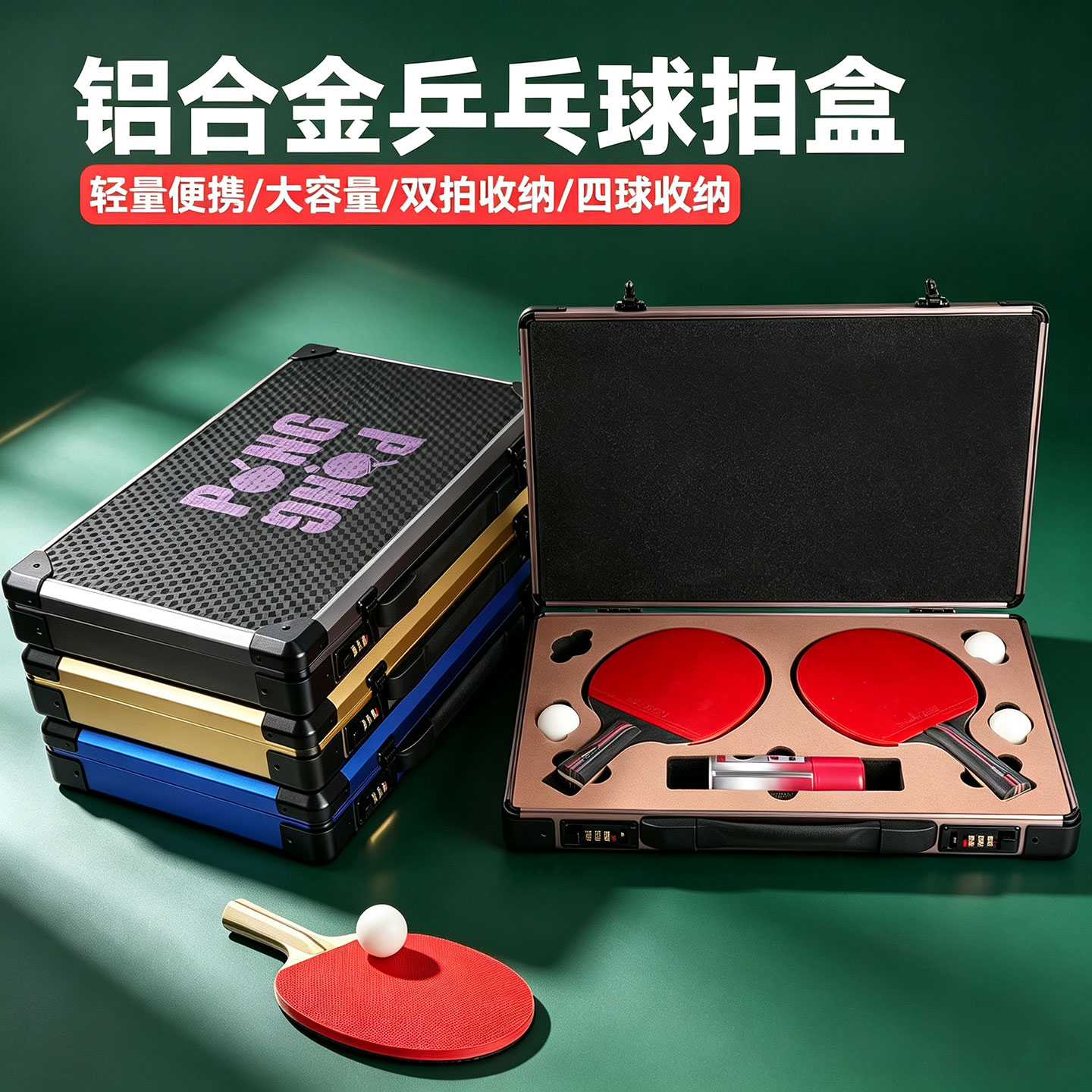 手提式铝合金乒乓球拍包拍盒便携式拍套保护箱收纳盒专业款拍套图片