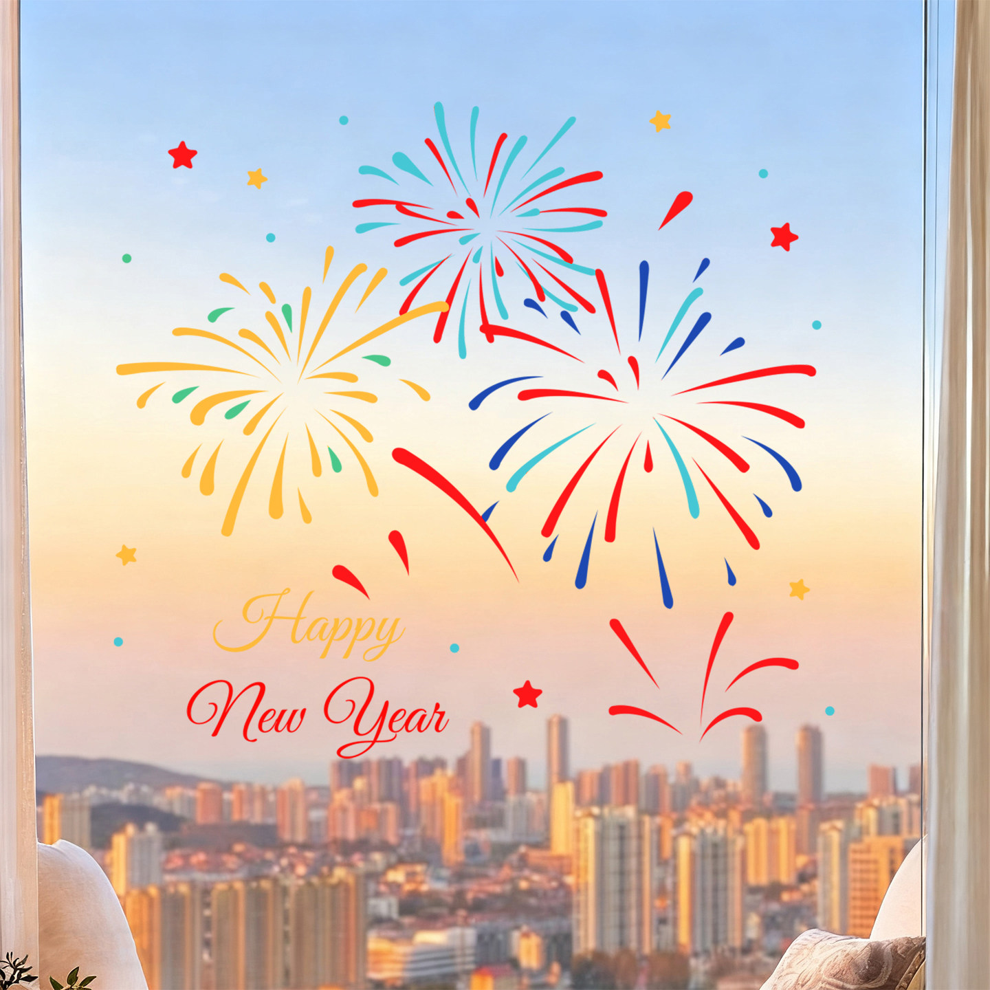 2026马年新年春节装饰静电贴窗贴玻璃门贴纸窗花贴画元旦过年布置