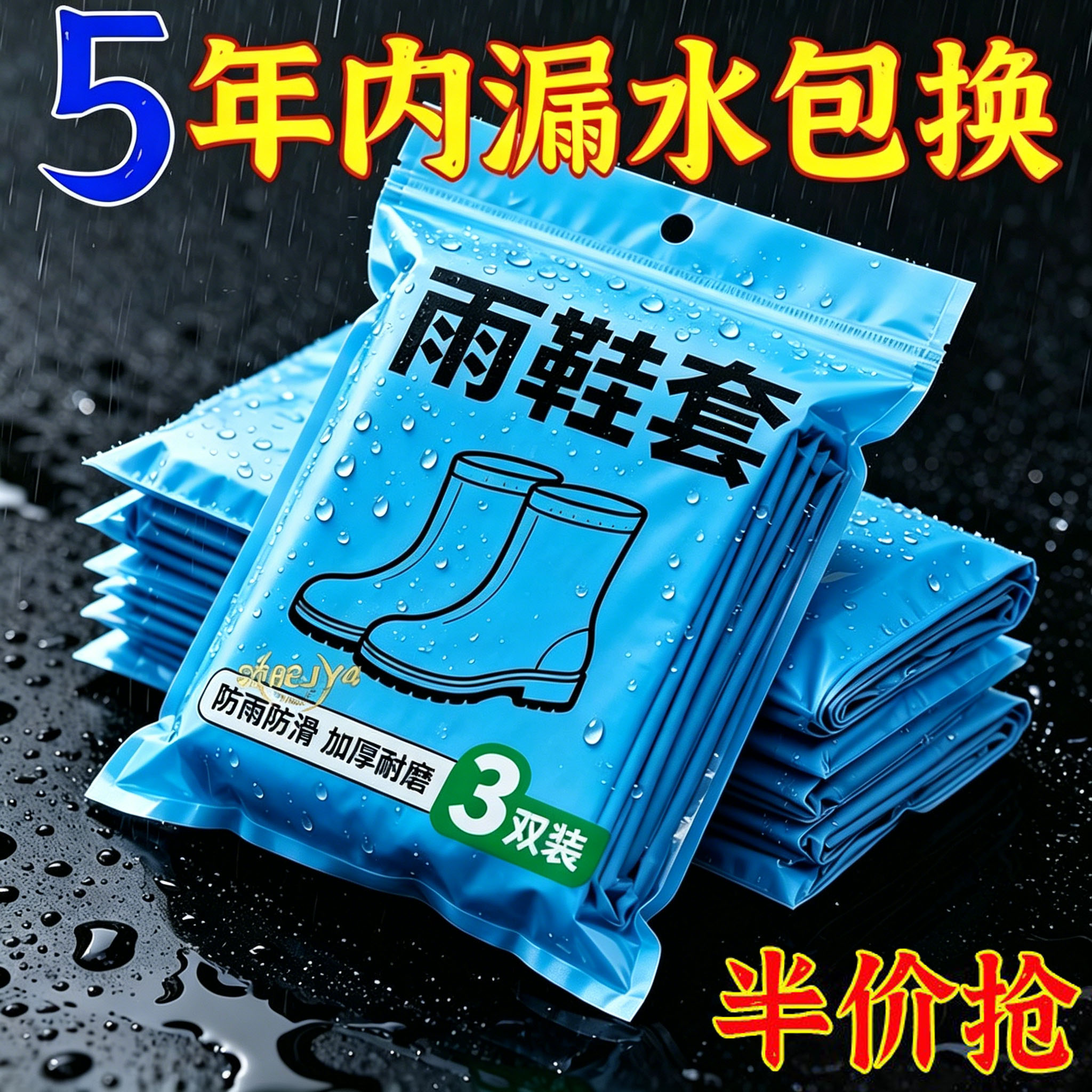 防水鞋套加厚可洗反复鞋套防雨雨鞋套成人男女防水防滑脚套雨靴套