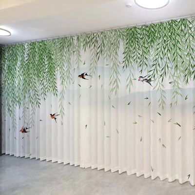 透光不透人纱帘客厅阳台牡丹窗帘