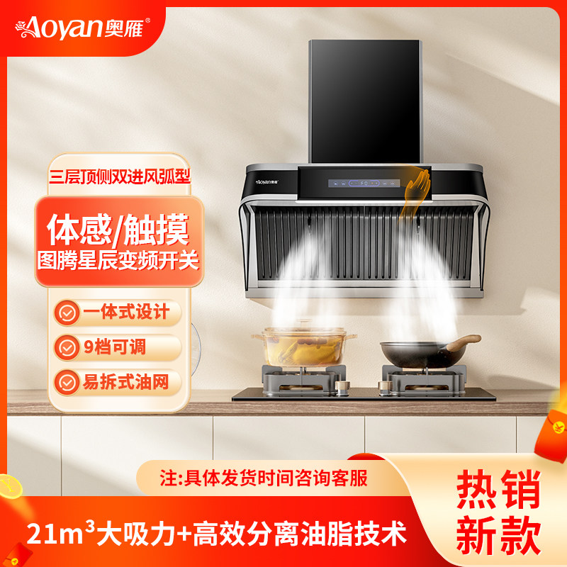 奥雁变频大吸力厨房顶侧双吸烟机