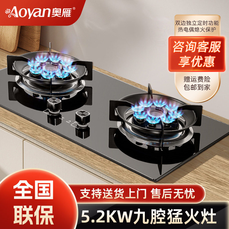 奥雁厨房家用台嵌两用燃气灶液化气灶大火力台式灶嵌入式灶具 A2B