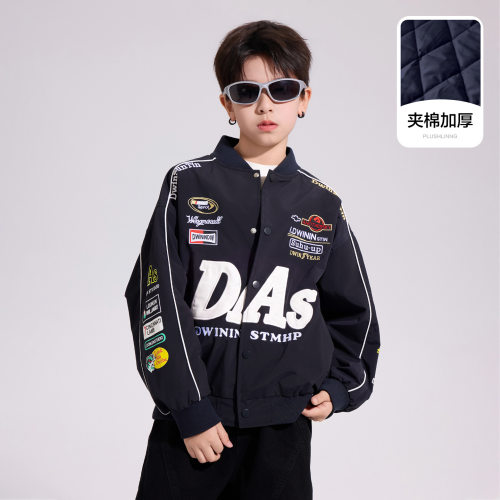 男童美式机车风加厚防风棉服