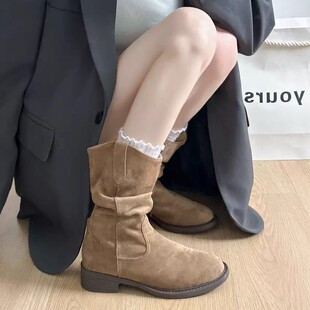 美式废土风配马丁靴的袜子秋季白色蕾丝袜套中筒靴袜女短靴堆堆袜