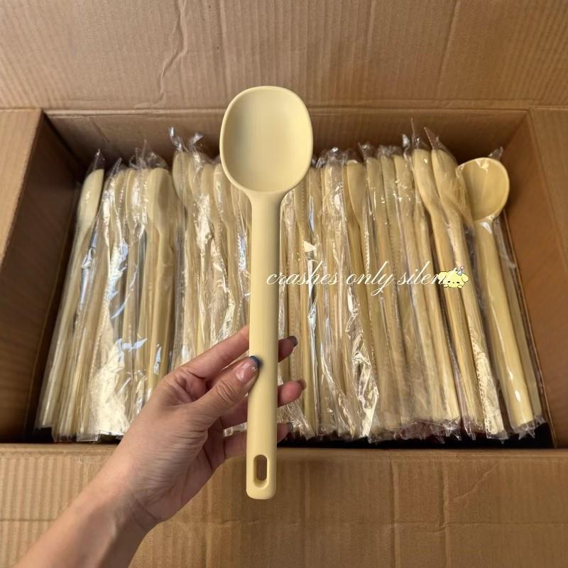 黄色食品级硅胶浅口汤勺火锅勺辅食勺锅铲炒菜铲子不粘锅专用新款