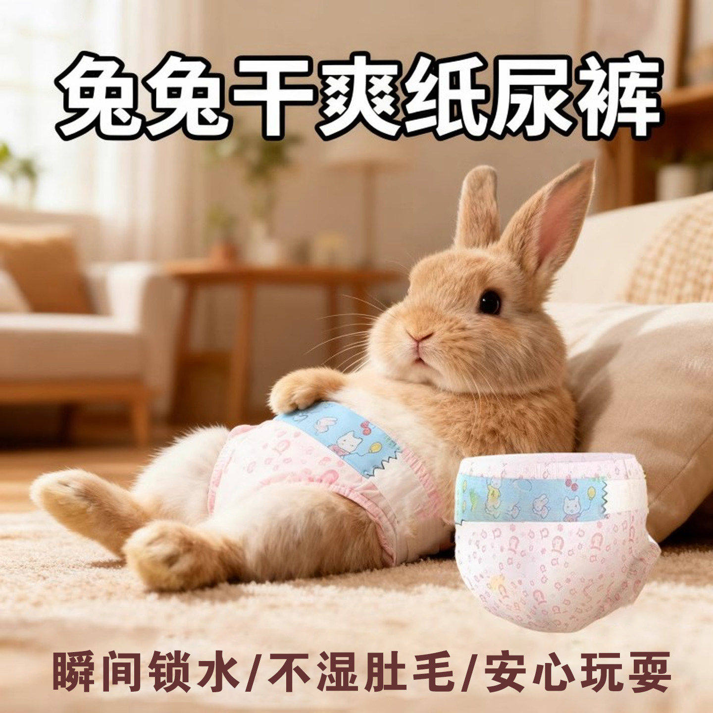 兔子纸尿裤干爽透气宠物生理裤瞬间锁水不湿肚毛侏儒兔接尿布屎兜