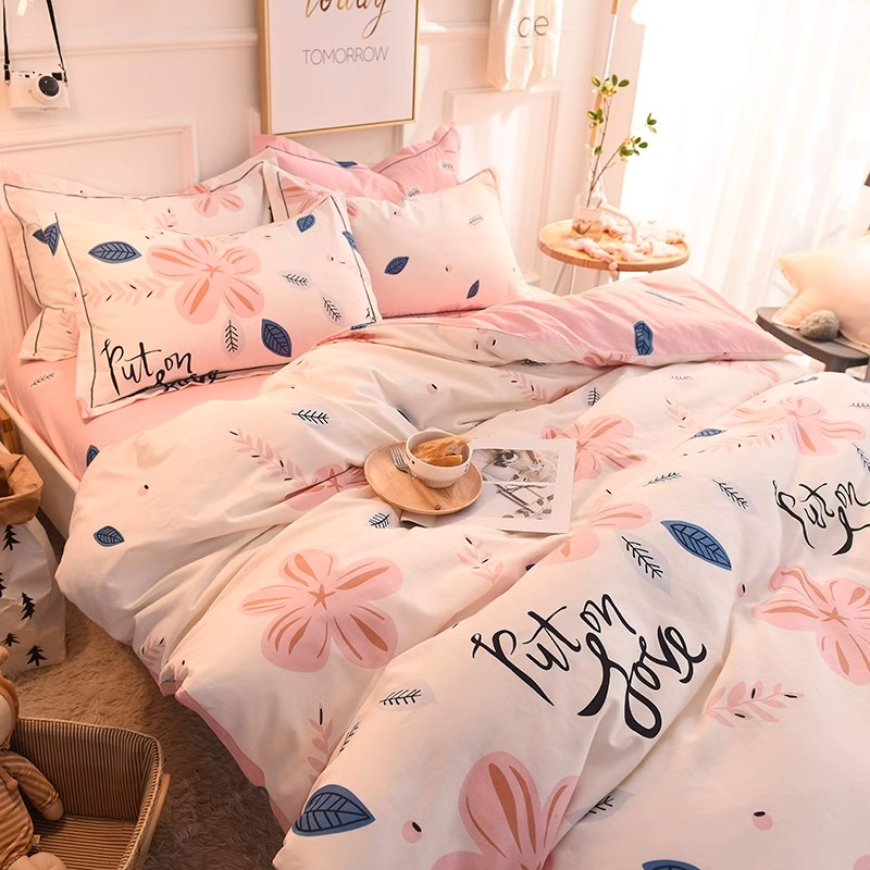 加厚纯棉磨毛床上用品四件套床笠100全棉床单O人被套罩三4件套冬