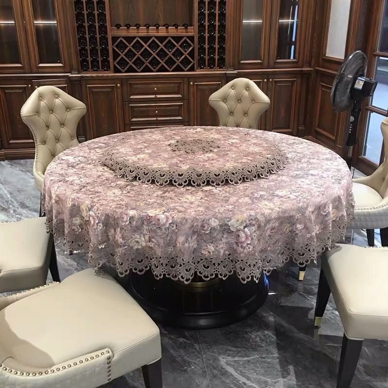 高级轻奢家用餐厅圆形桌布欧式布艺转盘圆桌台布圆桌布正方形中式