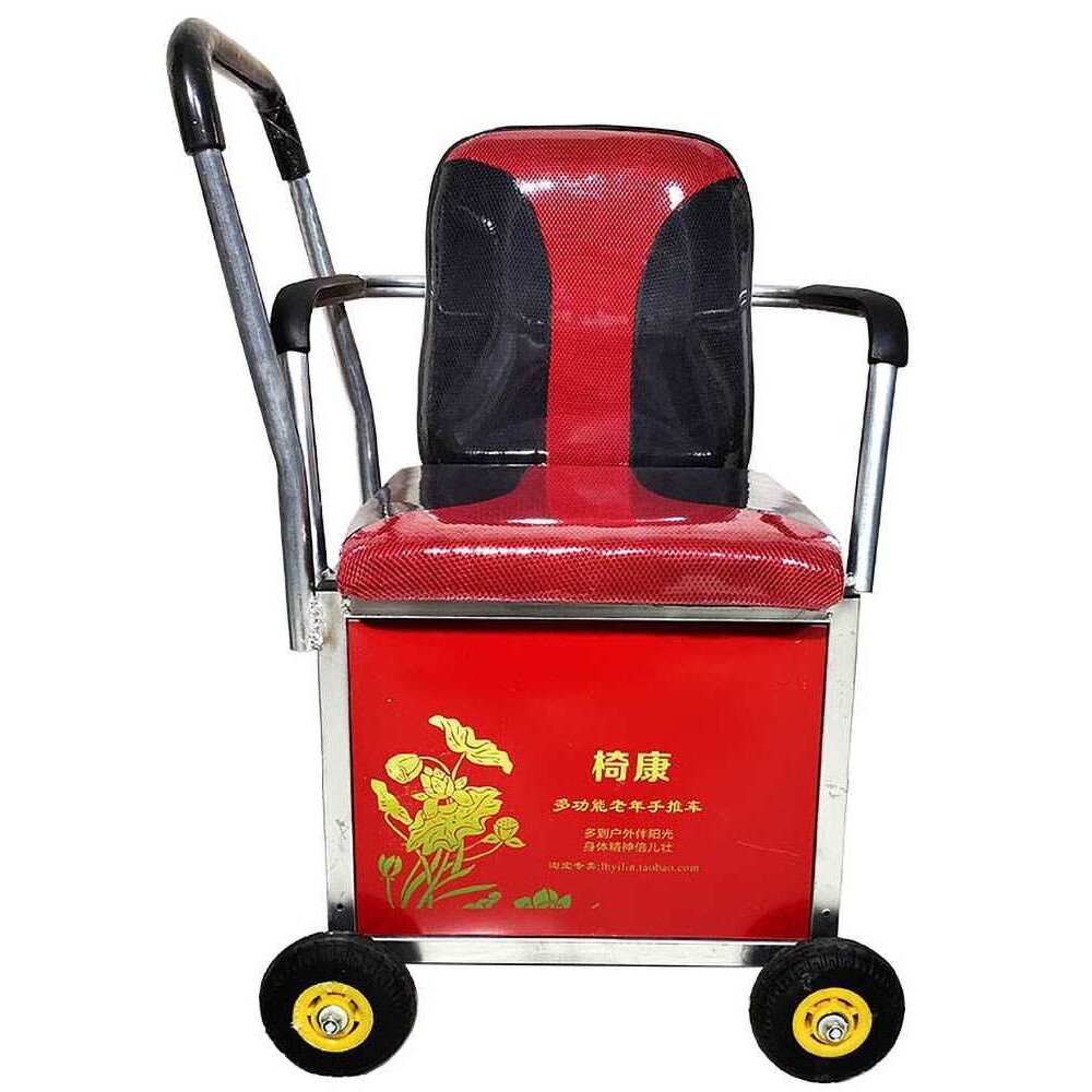 老年人推车可推可坐可折叠外出逛早市车四轮轻便助行购物手推座椅