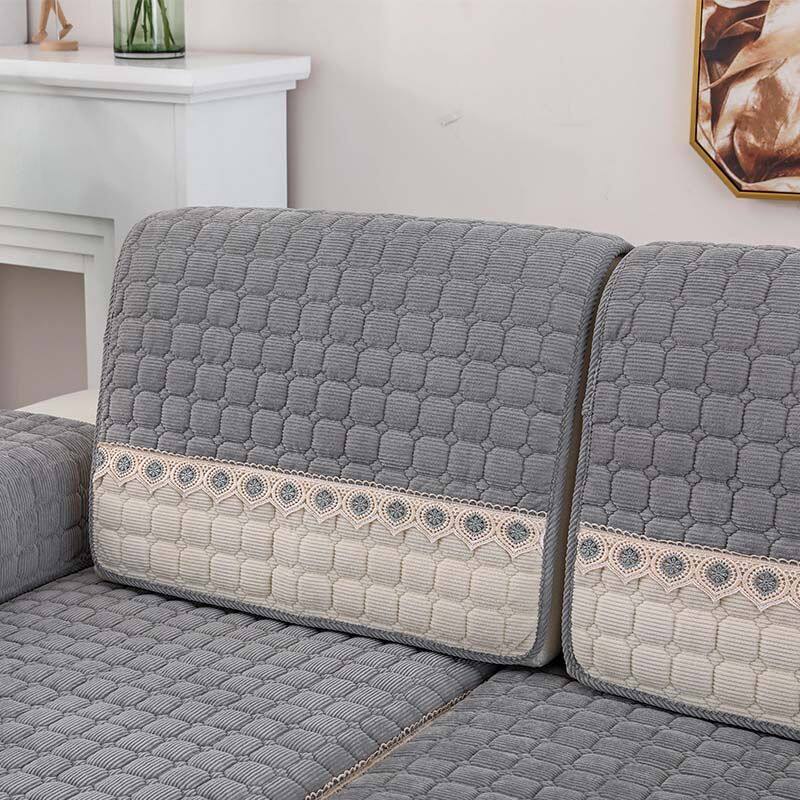 沙发垫现代简约四季通用防滑毛绒坐垫子组合123沙发套巾罩巾钉制