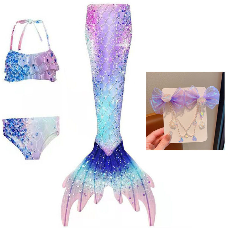 美人鱼尾巴儿童泳衣公泳宝宝美人鱼服装女童分体人主女孩人鱼尾巴