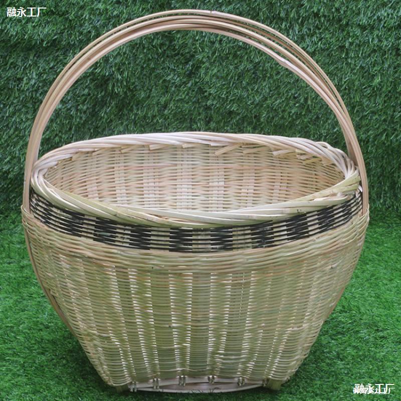 子编织竹制品大全竹箩筐竹编老式手工艺品手提圆篮摘菜篮鸡蛋篮图片