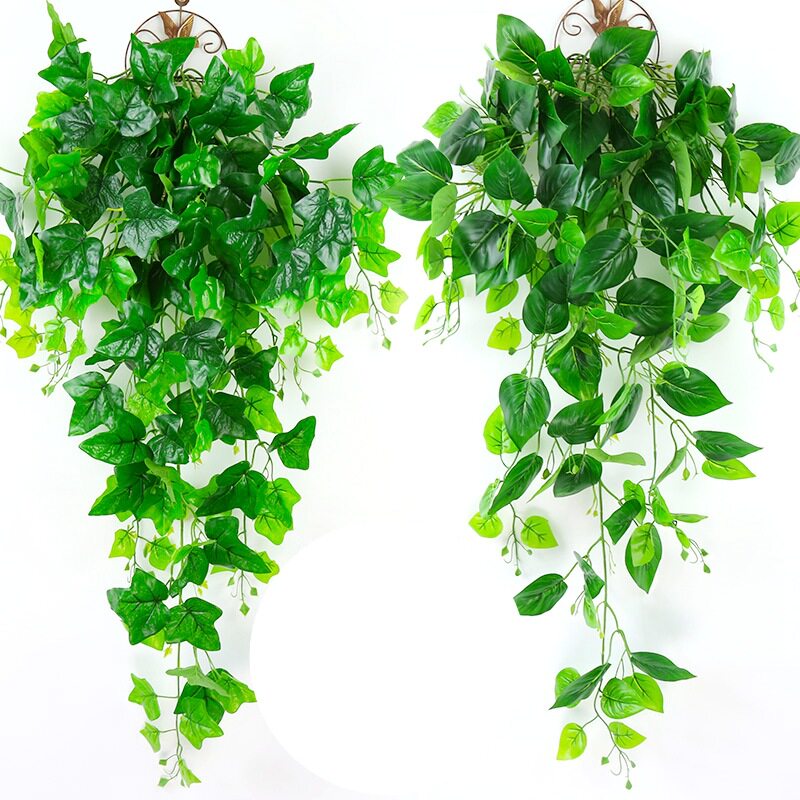 仿真植物藤蔓叶子壁挂家居装饰品葡萄叶绿萝西瓜叶海棠叶绿植壁挂
