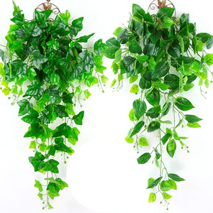 仿真植物藤蔓叶子壁挂家居装饰品葡萄叶绿萝西瓜叶海棠叶绿植壁挂